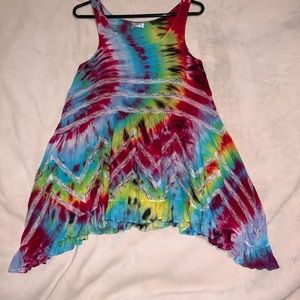 Free People Tie Dye Voile and Lace Trapeze Slip